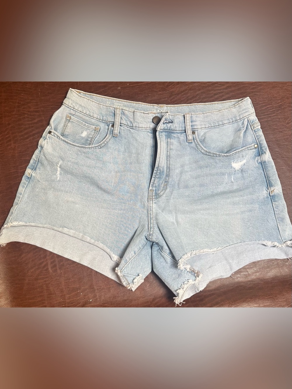a.n.a Light Wash Boyfriend Denim Frayed Hem Shorts